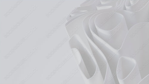 Abstract wallpaper formed from White 3D Undulating lines. Light 3D Render with copy-space.
