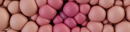Pink and Peach 3D Spheres form a Multicolored abstract wallpaper. 3D Render.