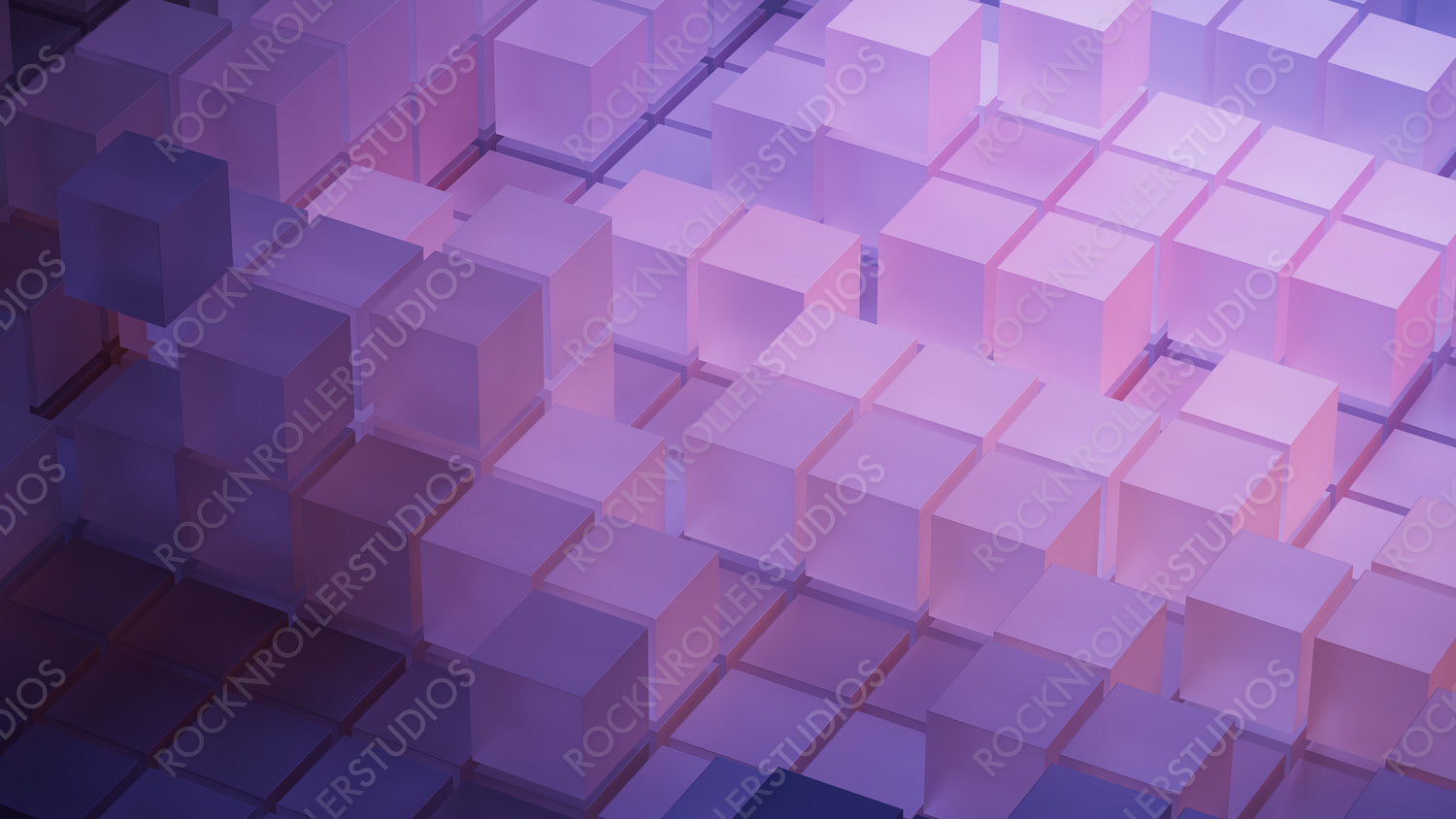 Violet and Orange, Translucent Cubes Neatly Constructed to create a Contemporary Tech Wallpaper. 3D Render.