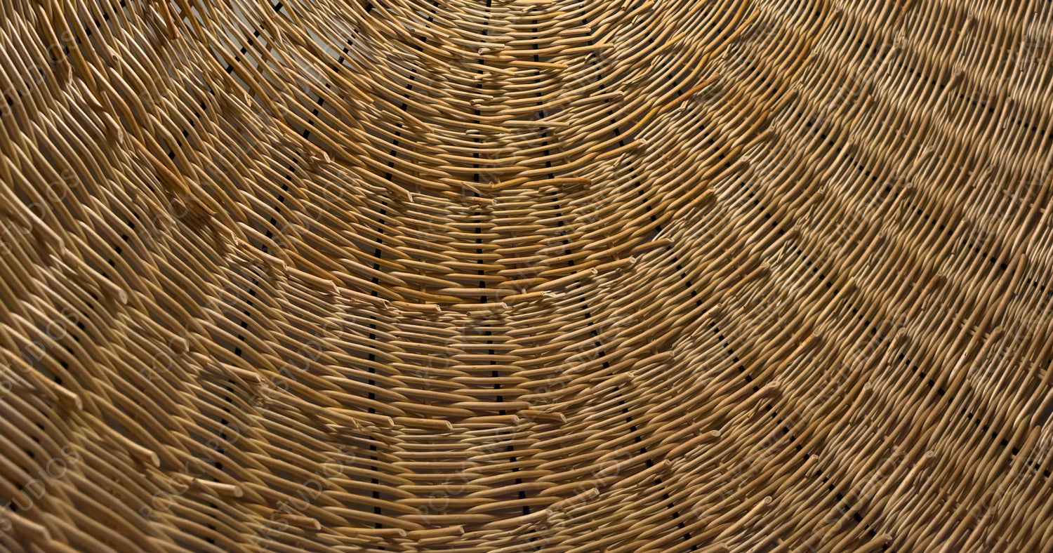 Close-Up of Detailed Wicker Texture with Natural Fibers and Organic Earth Tones, Perfect for Backgrounds