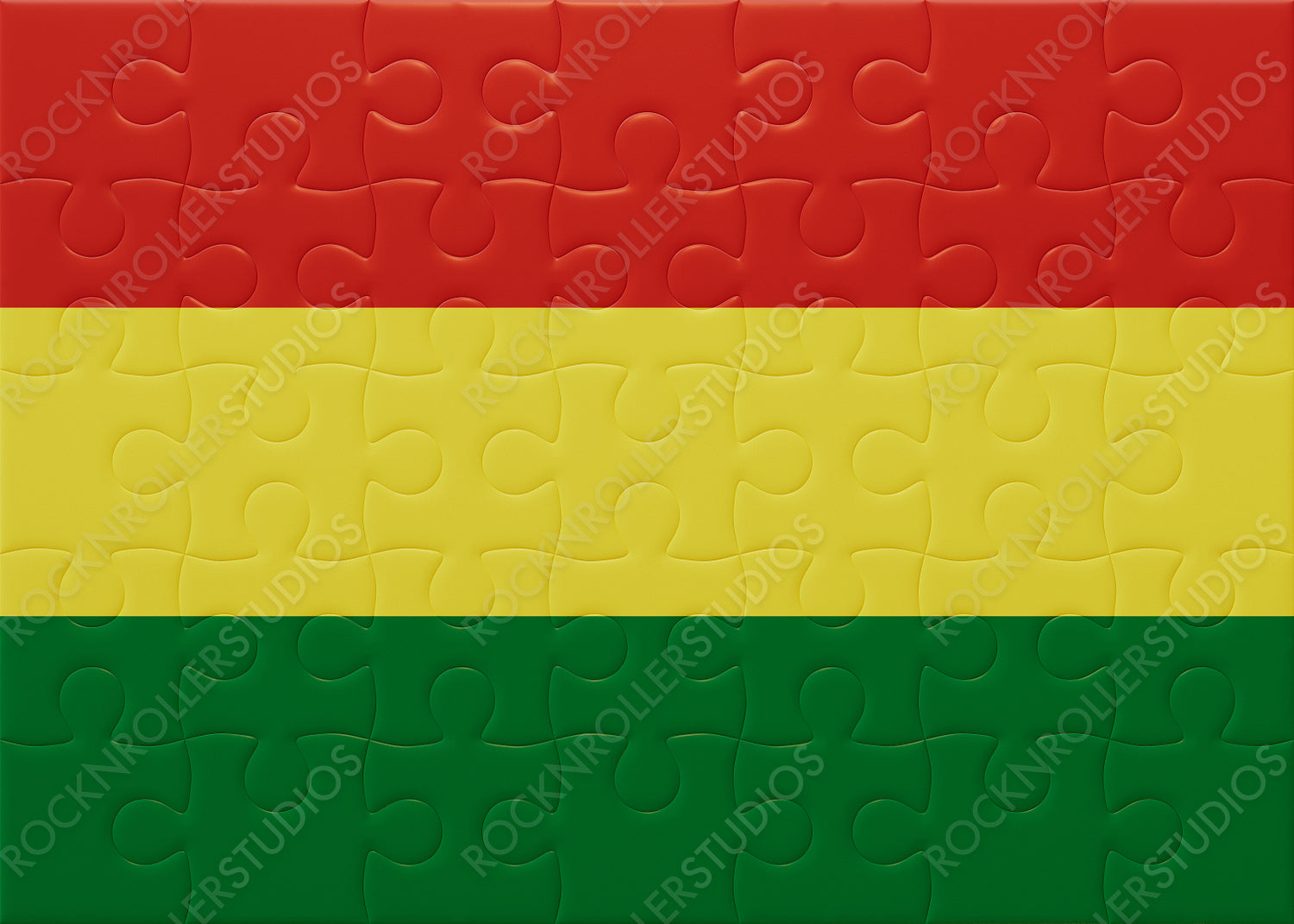 Perfectly Assembled Bolivian Flag Puzzle: Unity and Problem-Solving in Vivid Red, Yellow, and Green