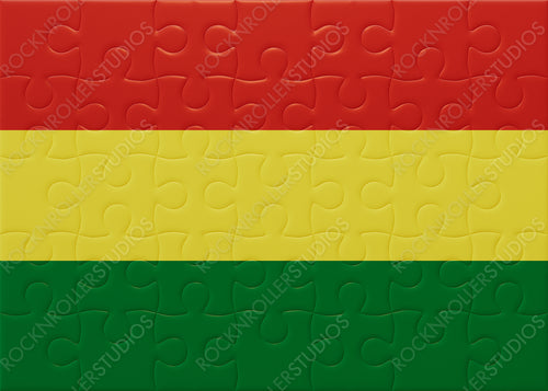 Perfectly Assembled Bolivian Flag Puzzle: Unity and Problem-Solving in Vivid Red, Yellow, and Green