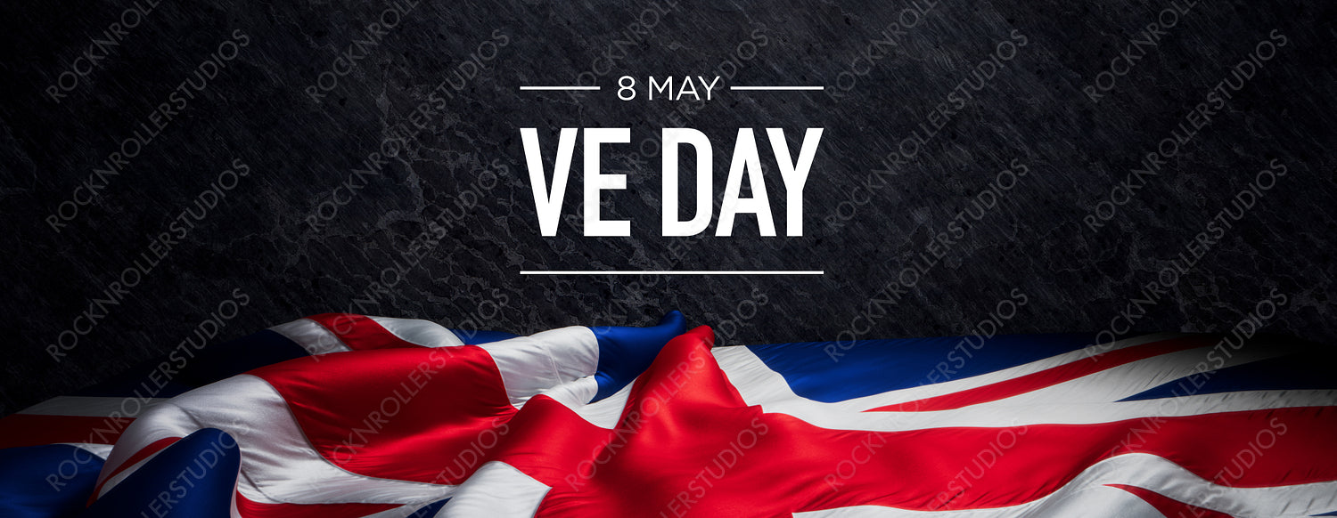 VE Day Commemoration: Union Jack Flag on Solemn Background for Victory in Europe Day