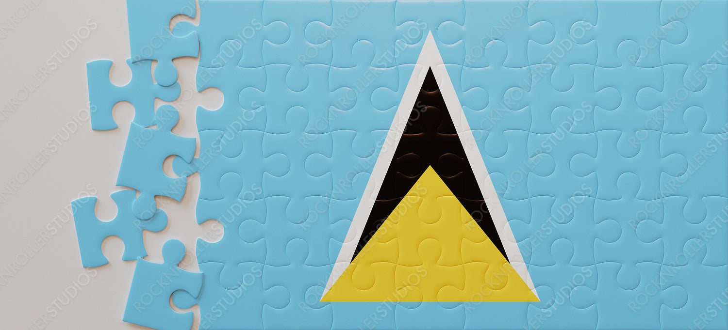 Saint Lucia Flag as a Jigsaw Puzzle: Unity in Pieces