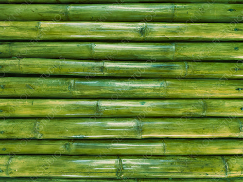 Horizontal Green Bamboo Poles Wall Background