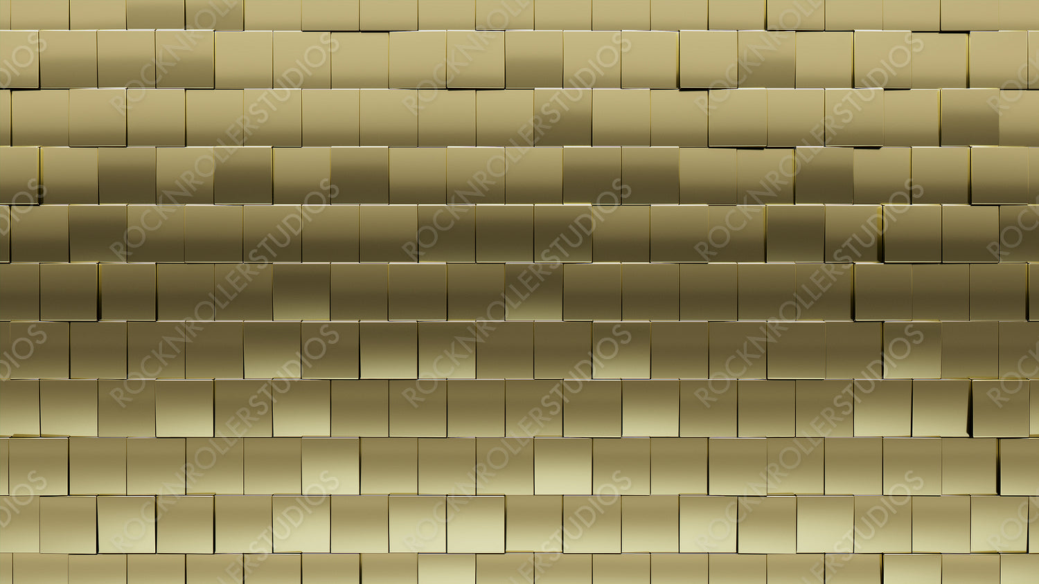 Luxurious Tiles arranged to create a 3D wall. Gold, Polished Background formed from Square blocks. 3D Render