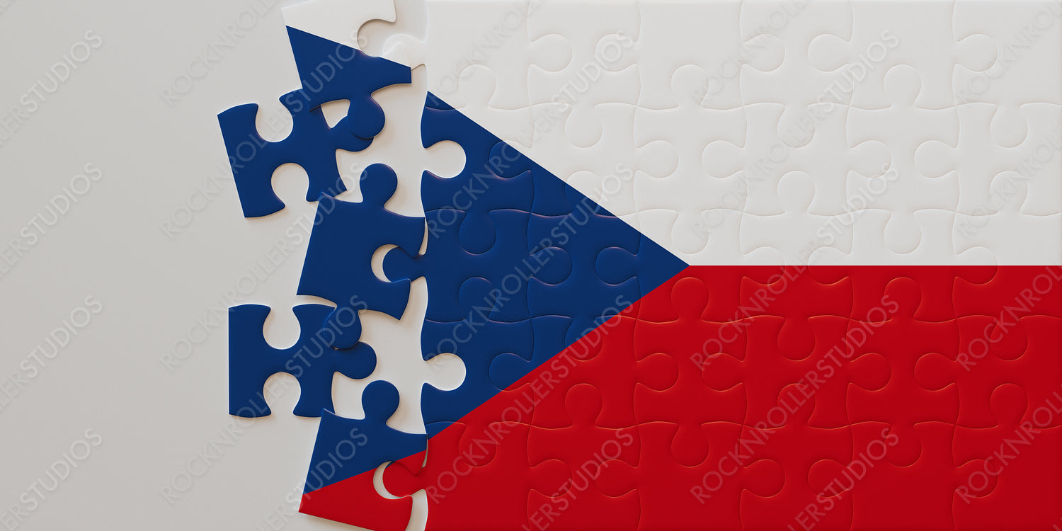 Unity in Pieces: Czech Flag Jigsaw Puzzle Symbolizing Integration and Teamwork