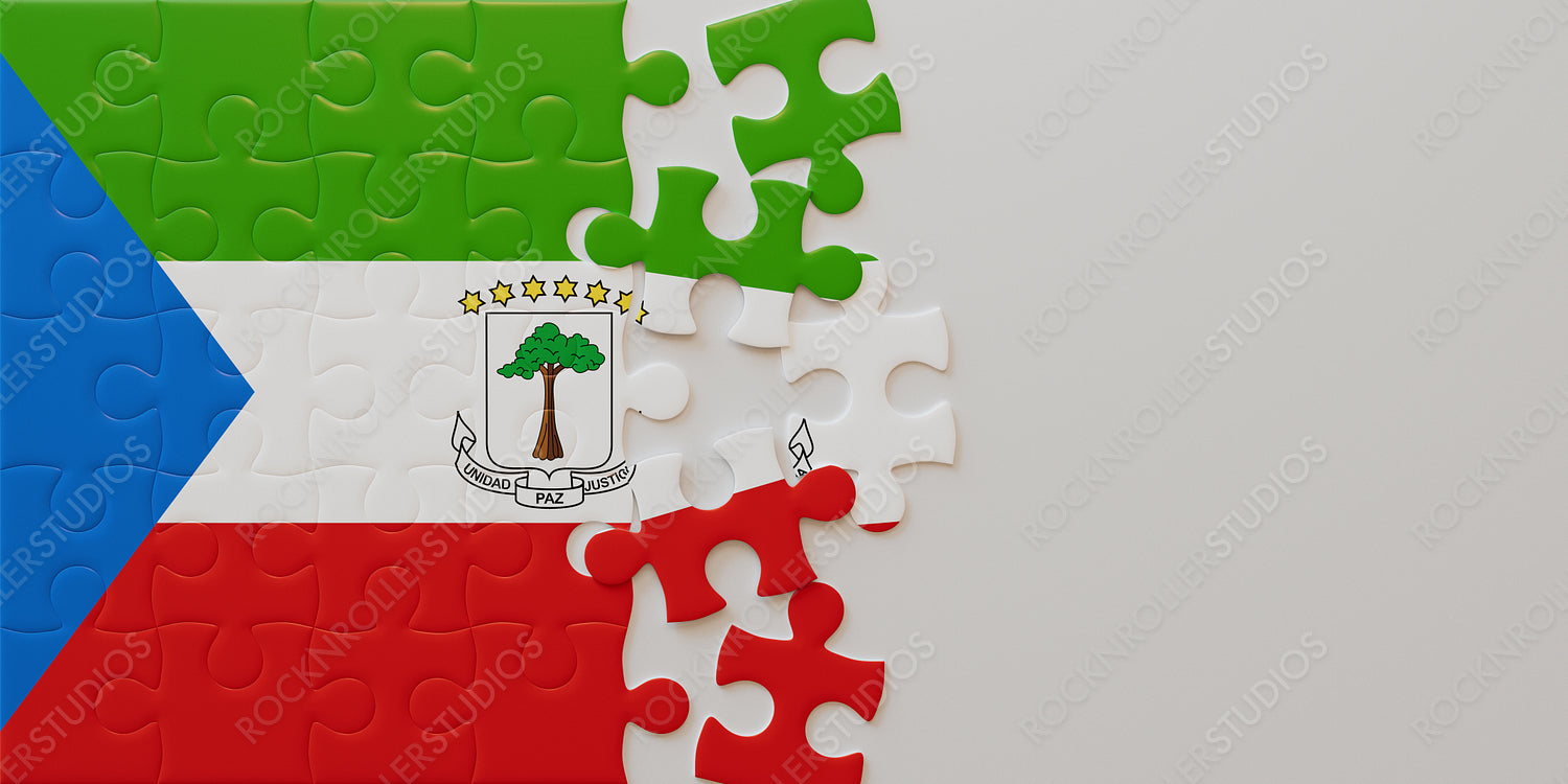 Piece Together Equatorial Guinea: Creative Jigsaw Puzzle Flag with Unfinished Edges