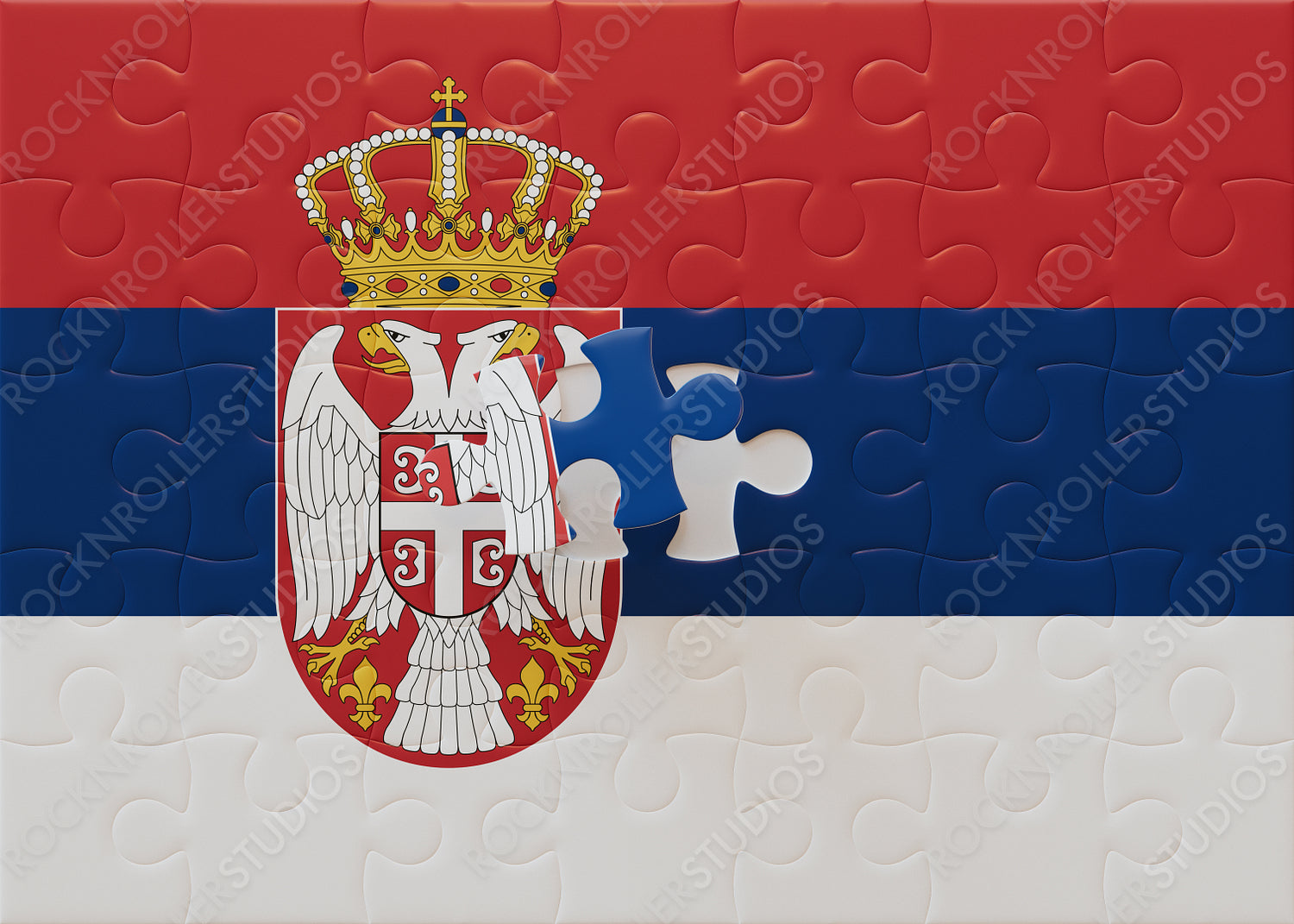 Completing Serbia: Patriotic Puzzle with Flag and National Emblem