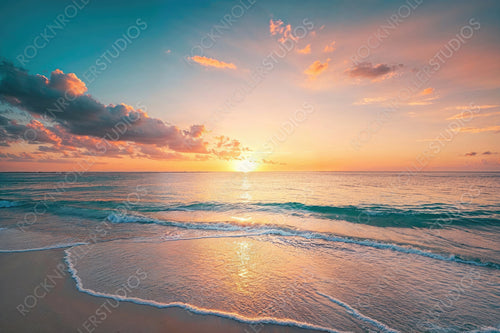 Luxury Holiday Scene. Summer wallpaper with Breath-taking Sunset Beach.