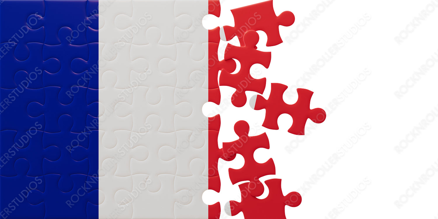 Creative Jigsaw Puzzle of French Flag: Integrating Blue, White, and Red Pieces