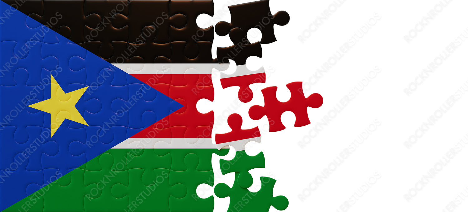 South Sudan Unites: Colorful Puzzle Flag Symbolizing Nation-Building and Unity