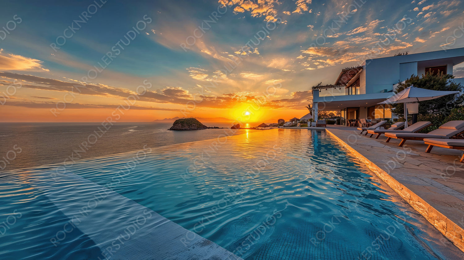 Stunning Sunset Infinity Pool with Ocean Backdrop