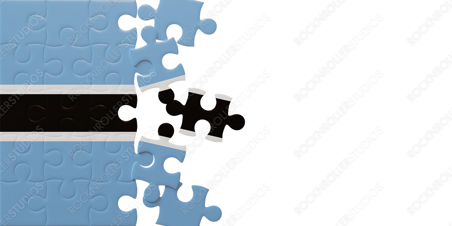 Botswana Flag as a Jigsaw Challenge: Piecing Together Blue and Black Puzzle Sections