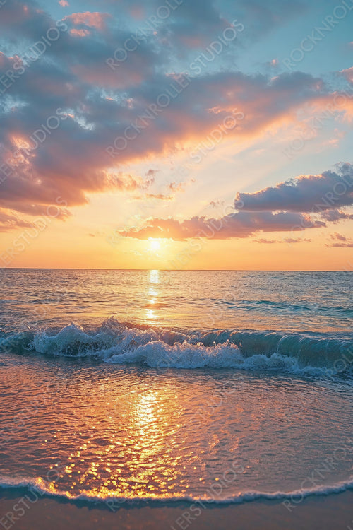 Solitude wallpaper with Romantic Sunrise Beach. Dream Vacation Location.