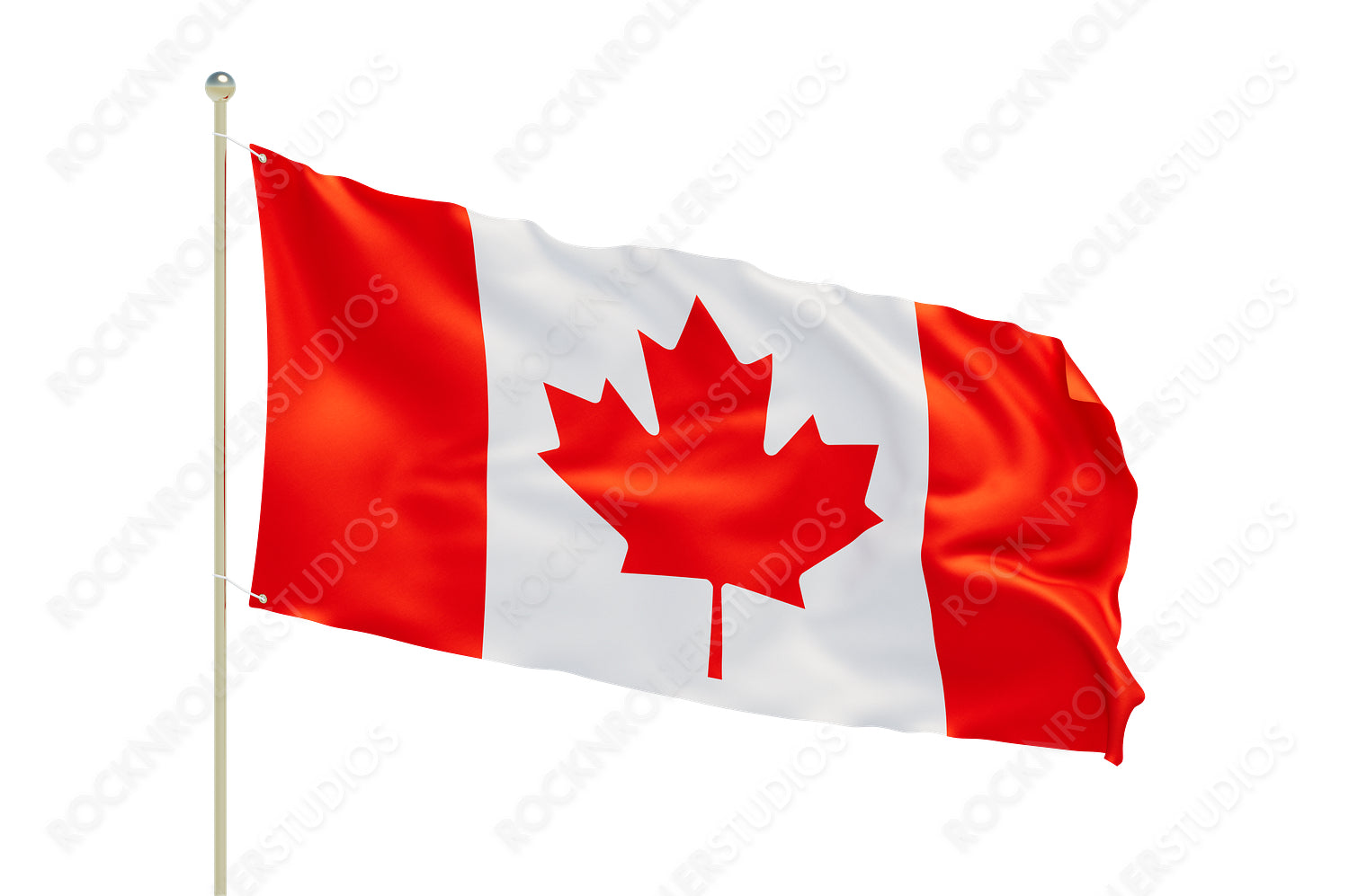 Majestic Canadian Flag Waving Proudly with Iconic Maple Leaf. Transparent PNG