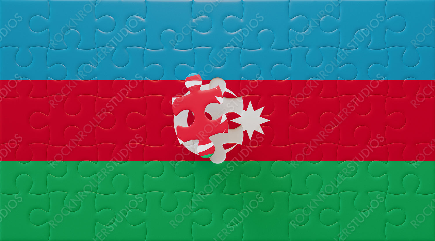 Completing Azerbaijan: Jigsaw Puzzle with Vibrant National Flag Design
