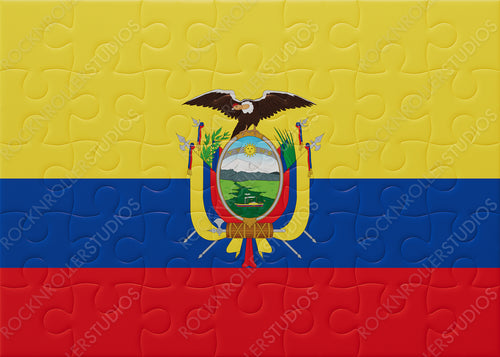 Vibrant Ecuador Flag Jigsaw Puzzle: National Emblem and Colorful Bands