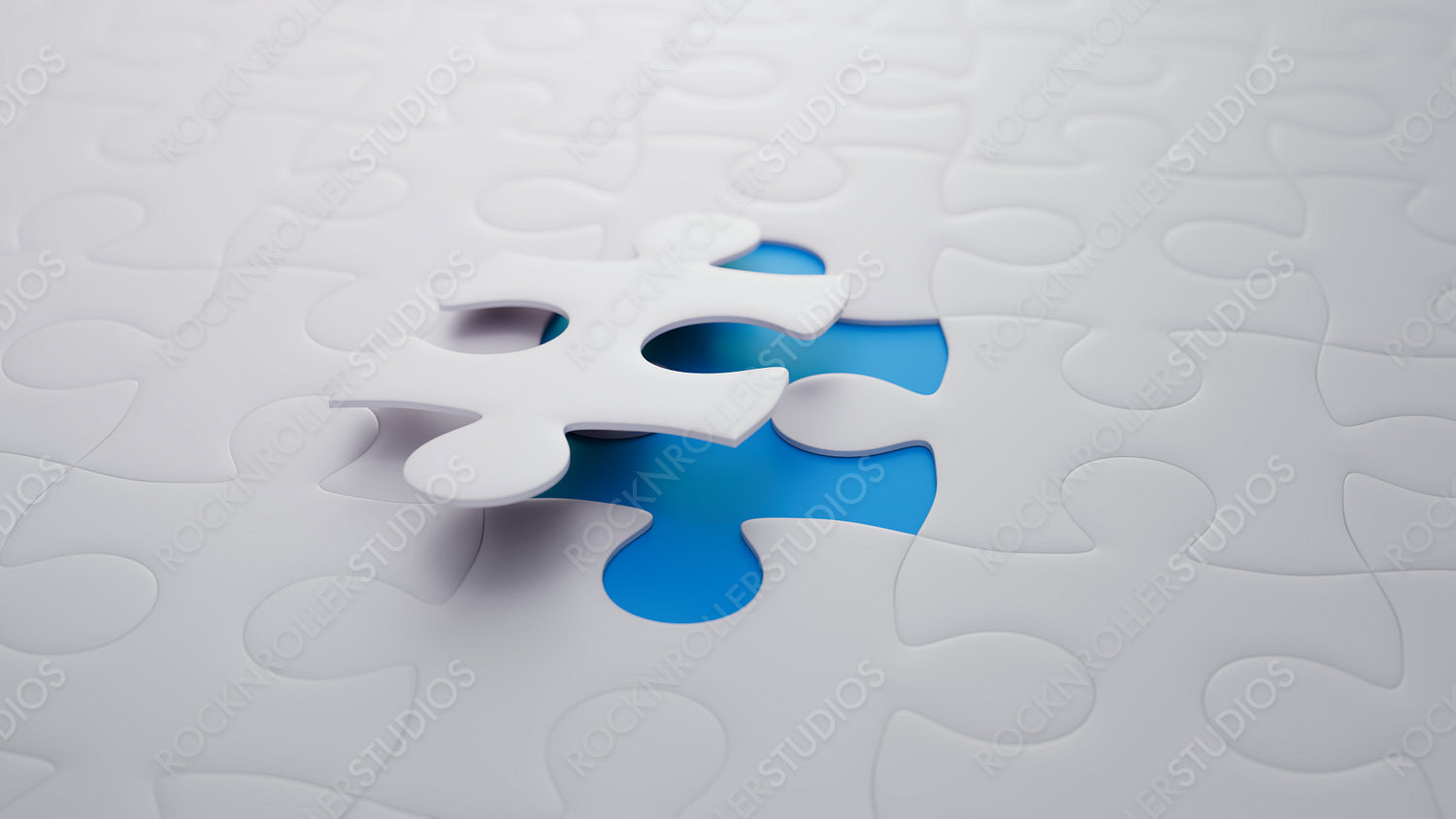 Striking Blue Piece in an Almost Complete White Jigsaw Puzzle: Symbol of Uniqueness and Solution