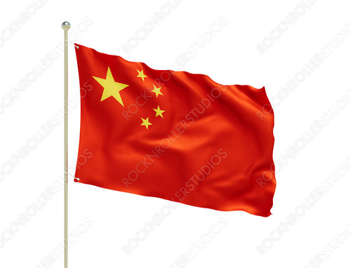 Majestic Waving Chinese Flag: Iconic Five-Star Red Symbol of Patriotism. Transparent PNG