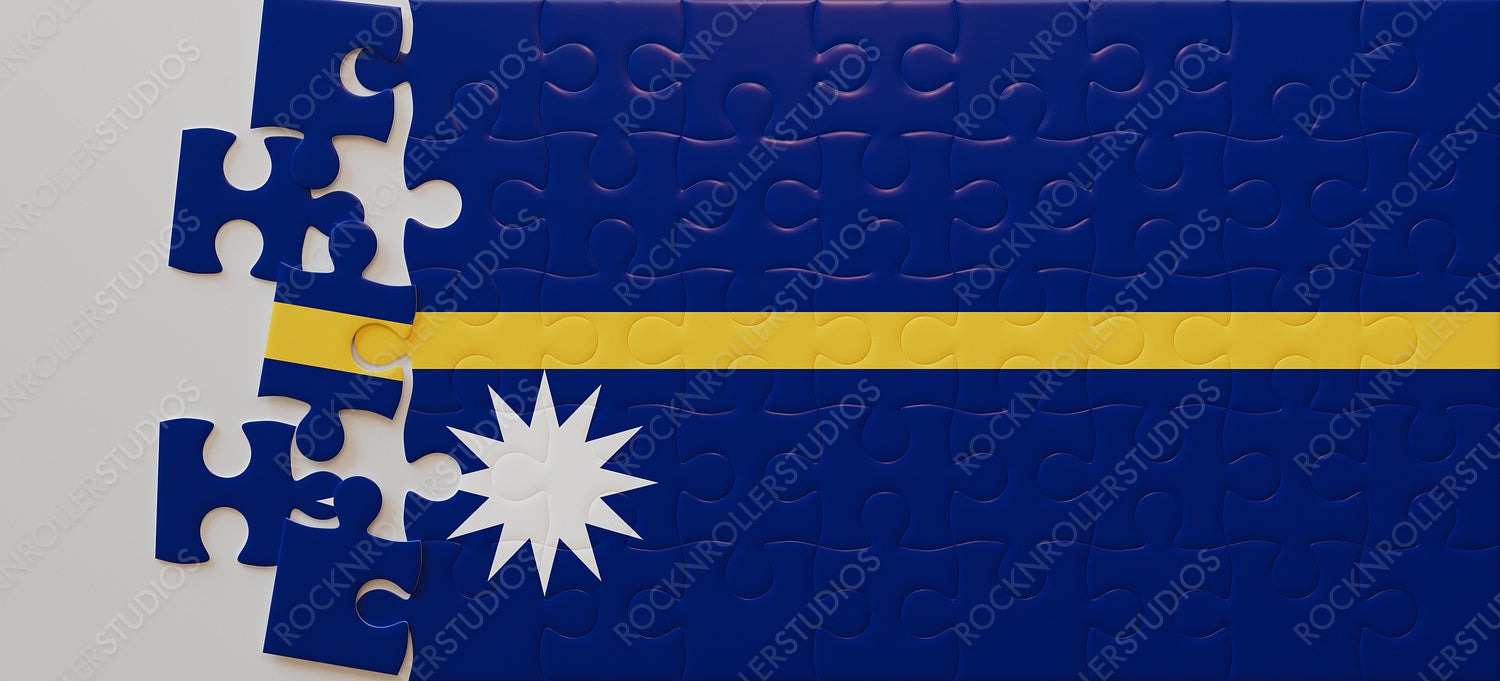 Piece Together Nauru: Incomplete Jigsaw Puzzle of National Flag
