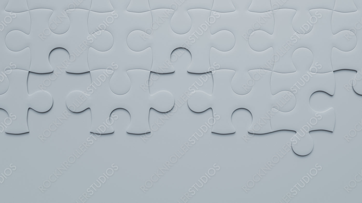 Striking Minimalist White Jigsaw Puzzle Mid-Solution on Grey Background