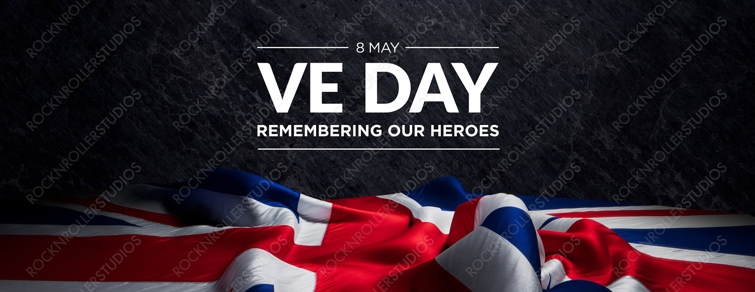 VE Day Tribute: Union Jack Draped in Honor on Dark, Textured Background