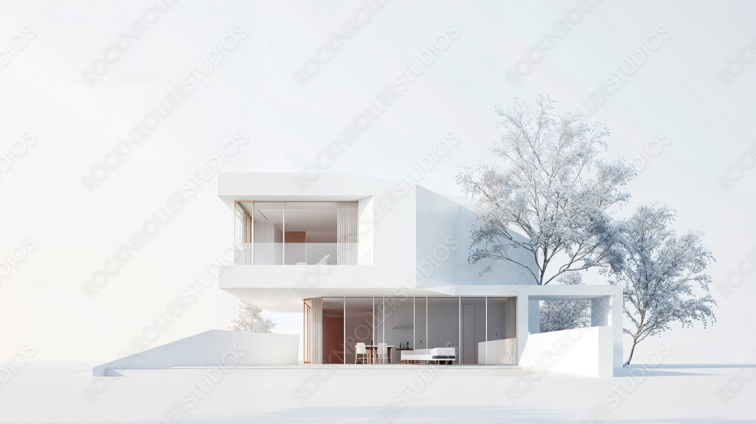 Elegant Minimalistic Modern House with Clean Lines and White Finish