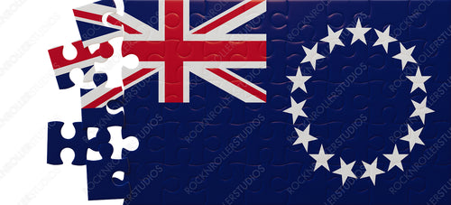 Piece Together the Cook Islands: Incomplete Jigsaw Puzzle of Flag with Union Jack and Southern Cross