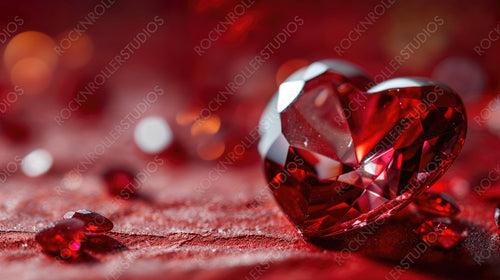 Precious Red Jewel in the Shape of a Love Heart. Premium Valentine’s Day Background.