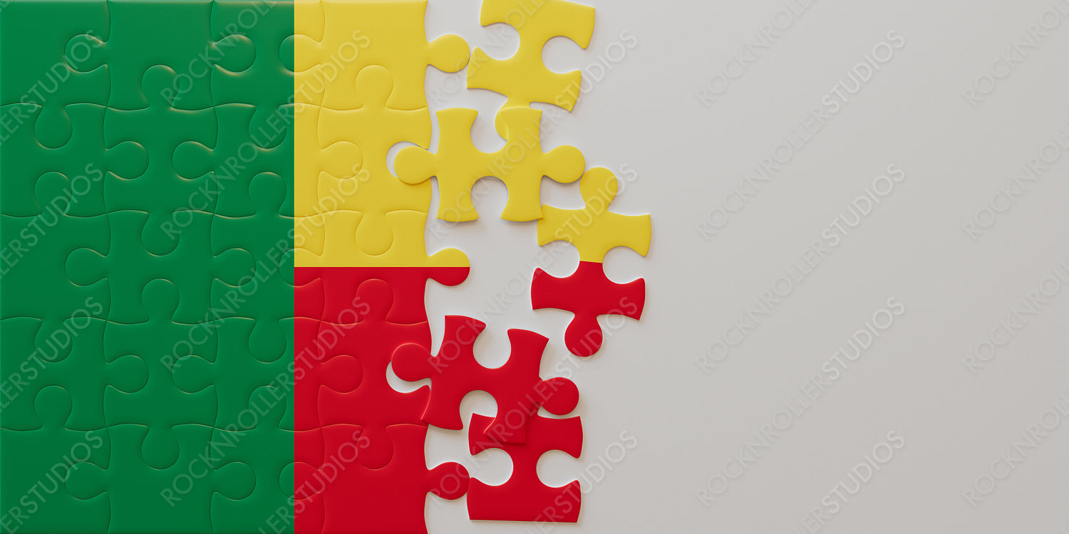 Benin Flag as a Creative Puzzle: Colorful Transition from Order to Chaos