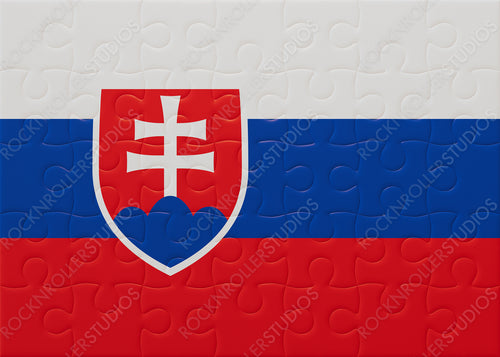 Vibrant Jigsaw Puzzle of Slovakia's Flag with National Coat of Arms