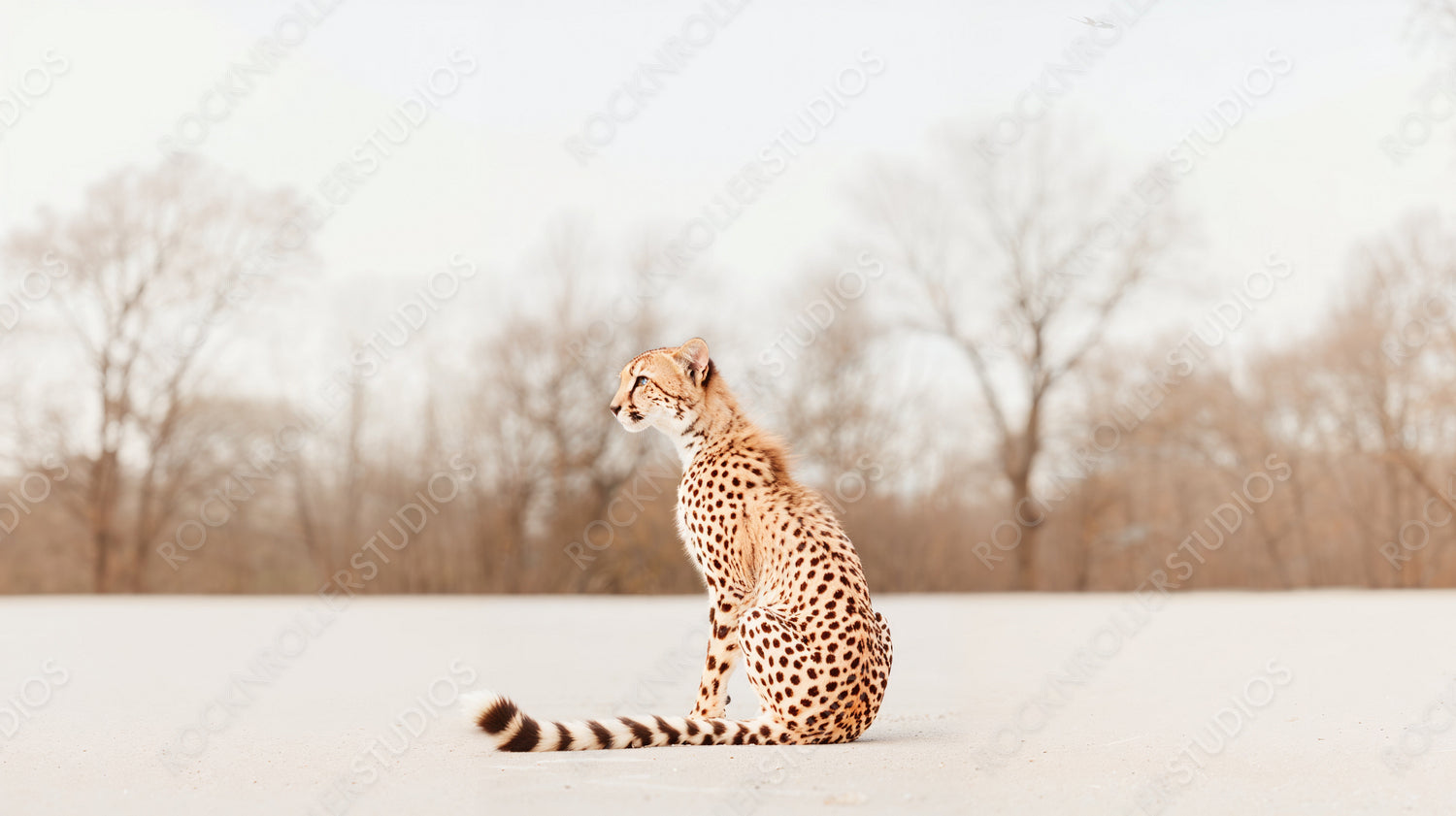 Majestic Cheetah Sitting Gracefully in Open Wilderness