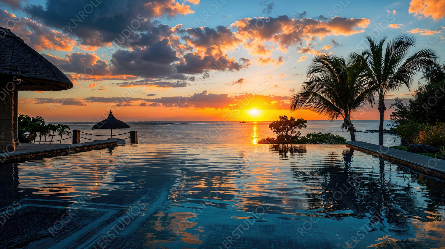 Sunset by the Infinity Pool - Ocean View, Luxurious Resort, Peaceful Evening