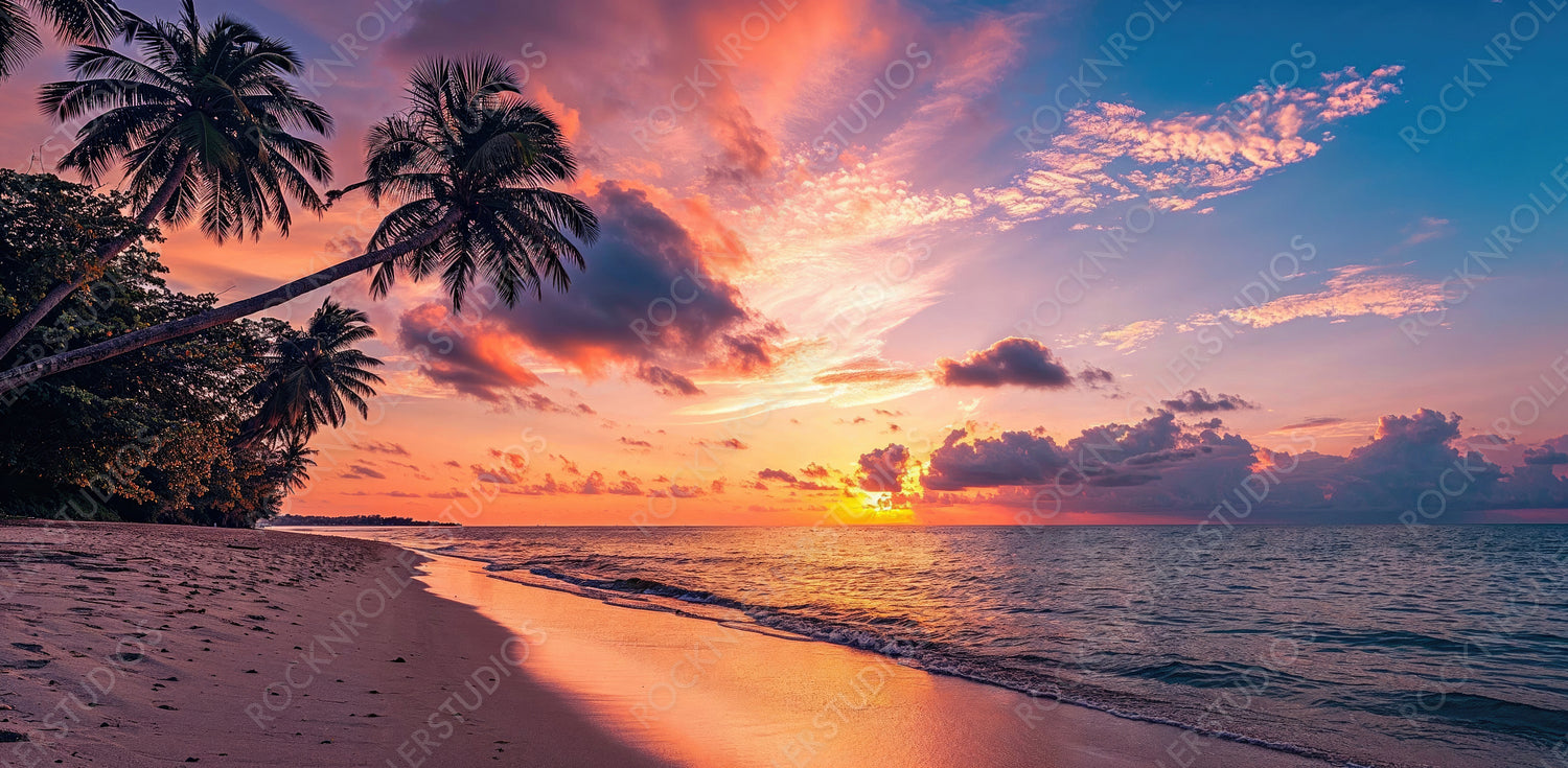Magical Sunrise Beach in Miami. Paradise Vacation Scene. Solitude wallpaper.