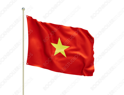 Vibrant Vietnamese Flag Waves Proudly: Red with Yellow Star. Transparent PNG