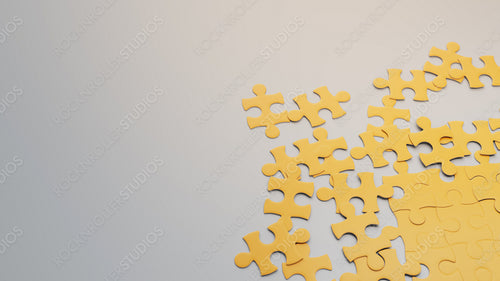 Strategic Puzzle Challenge: Assembling Yellow Jigsaw Pieces on Gradient Background