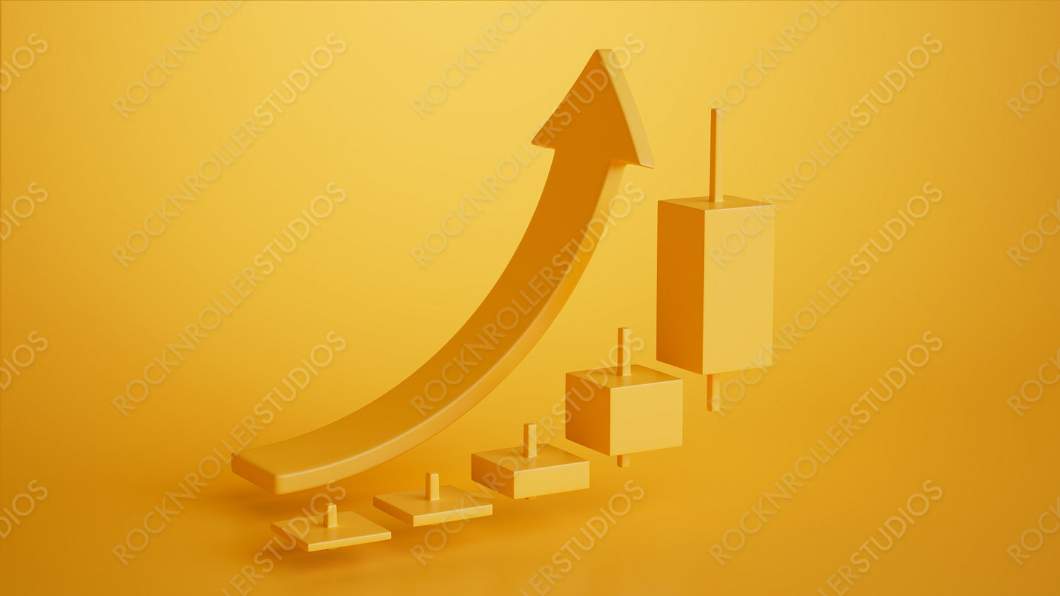 Minimalist Orange Growth Chart: Abstract Arrow and Bars Showing Upward Business Trend
