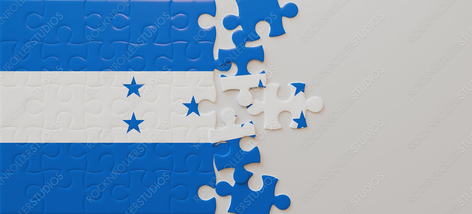 Unfinished Puzzle of Honduras Flag: Symbolic Assembly on Light Background