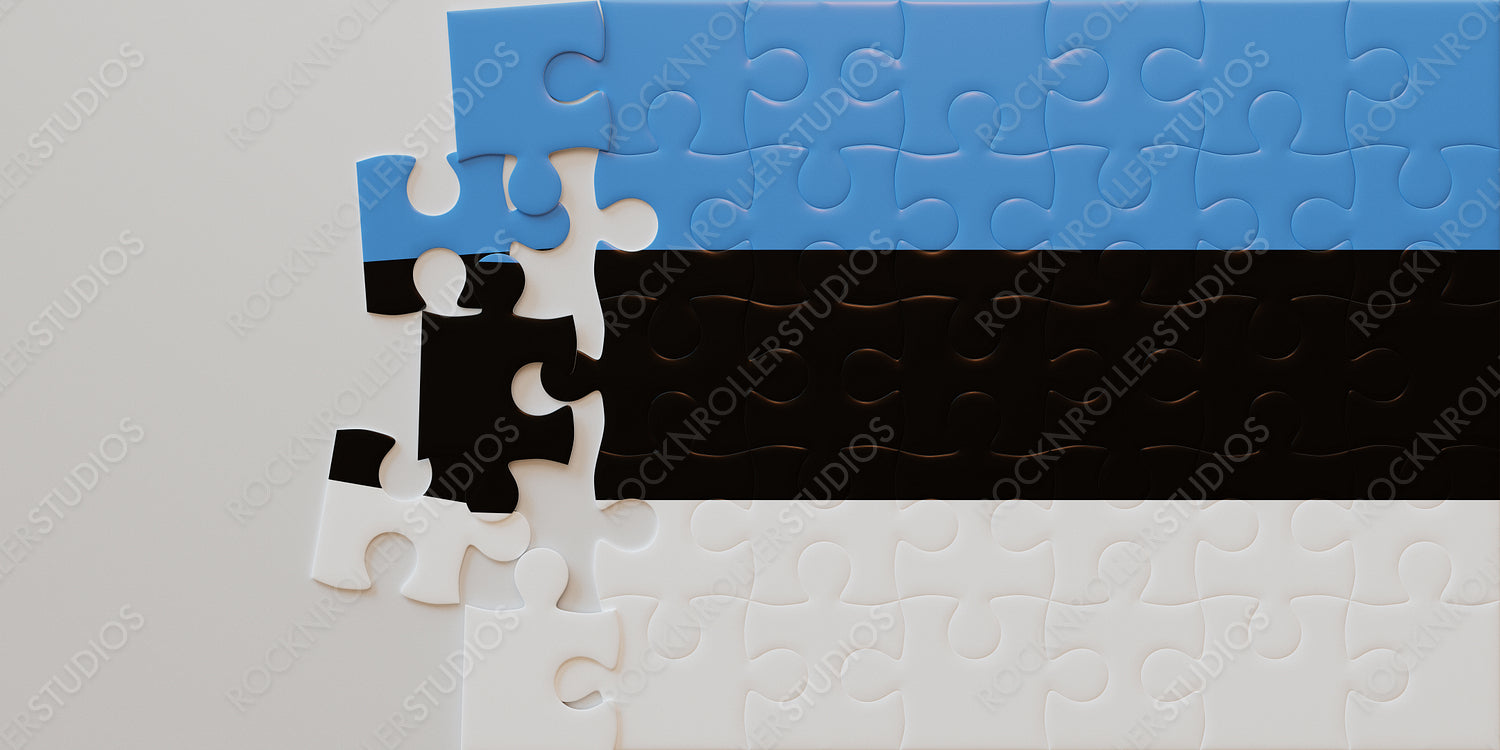 Conceptual Art of Estonia's Flag: A Multicolored Jigsaw Puzzle Displaying Strategy and Teamwork