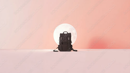 Digital Nomad Backpack in Minimalist Setting with Moon Background