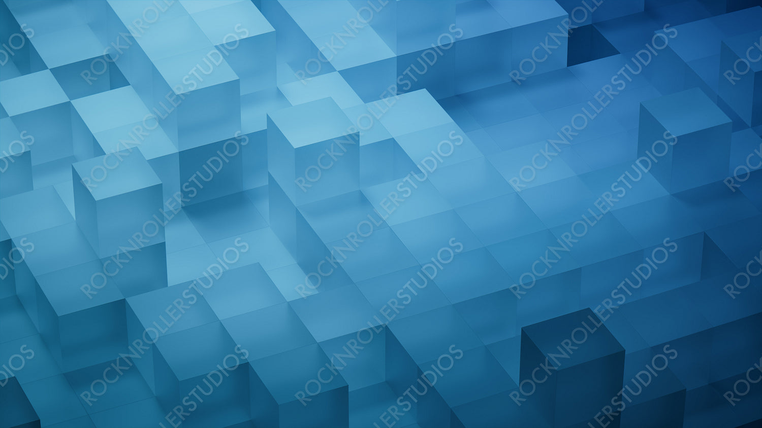 Neatly Arranged Translucent Blocks. Blue, Contemporary Tech Wallpaper. 3D Render.