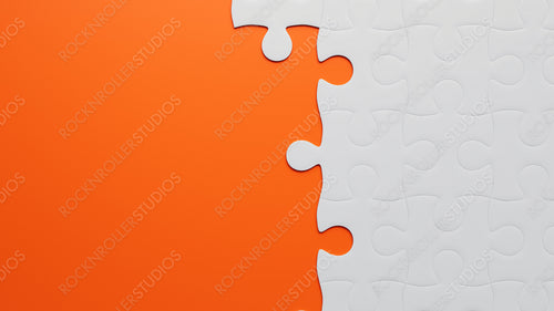 Vibrant Contrast: Orange and White Jigsaw Puzzle Pieces Showcasing Connection and Strategy