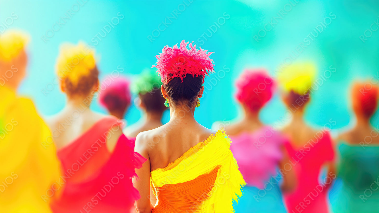 Vibrant Festival Mood: Colorful Parade with Dreamlike Bokeh Background