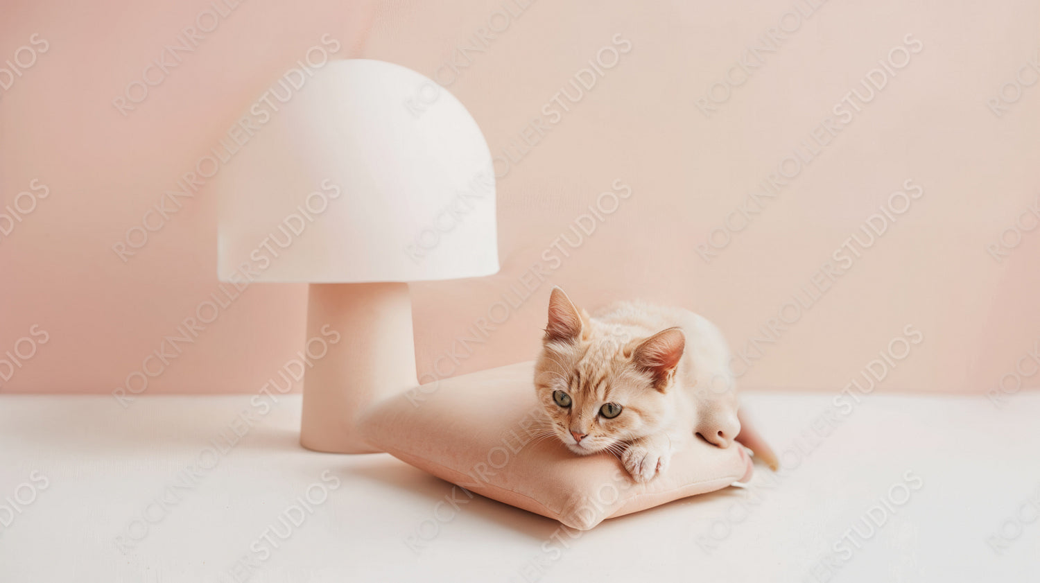 Adorable Kitten on Cushion with Minimalist Decor