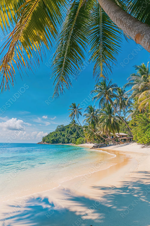 Calm get-away Seascape in Florida. Solitude background with Dreamlike Sunshine Beach.