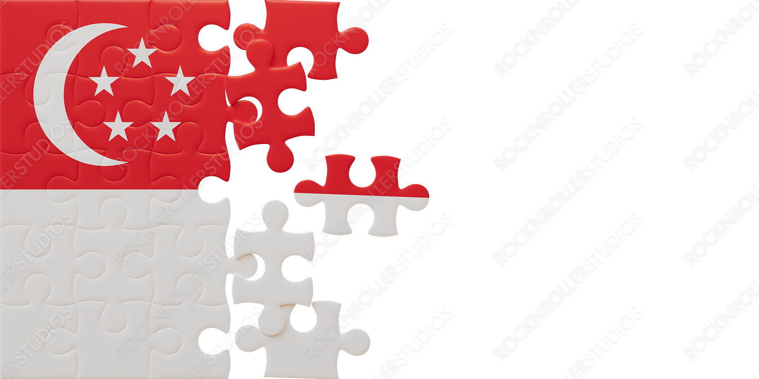 Piece Together Singapore: Incomplete Jigsaw Puzzle of National Flag