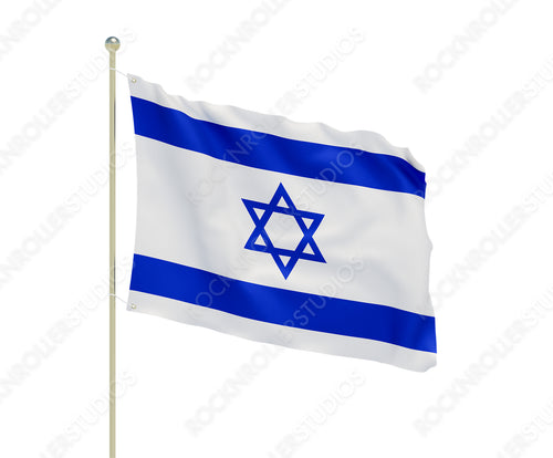 Vibrant Israeli Flag Waving Proudly on a Breezy Day. Transparent PNG