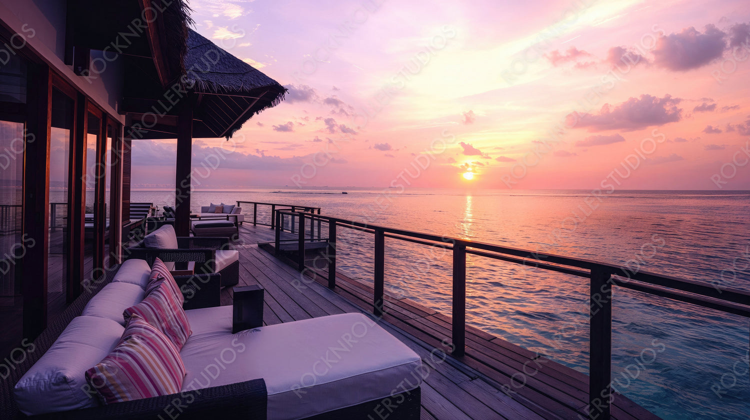 Serene Sunset Deck Overlooking the Ocean - Luxurious Villa, Peaceful Retreat, Coastal View