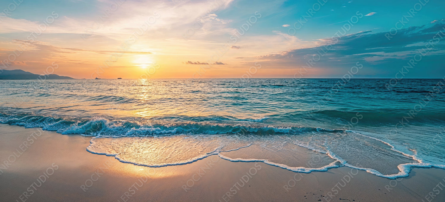 Majestic Sunrise Beach. Dream Honeymoon Landscape. Wanderlust concept.